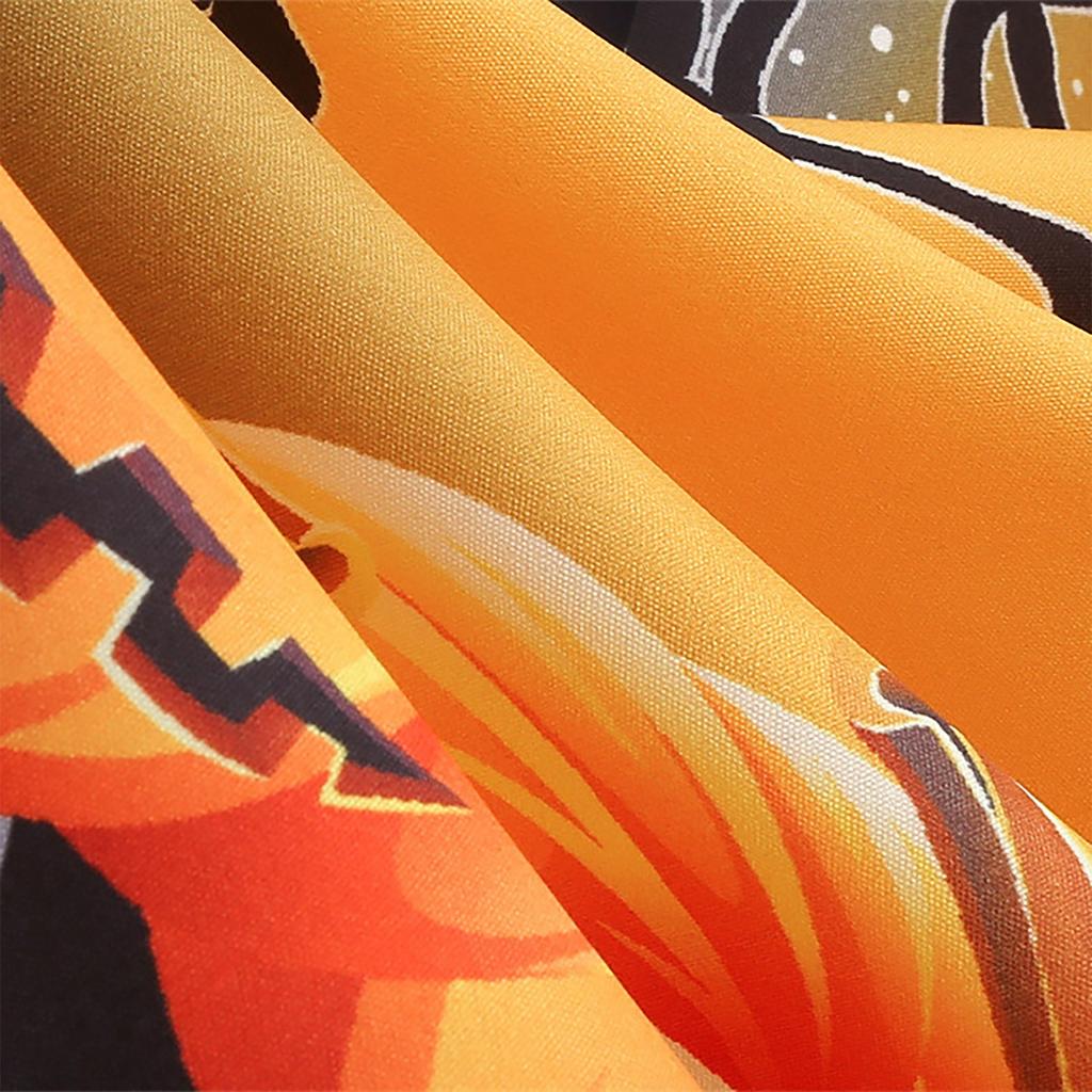 Women's Casual Halloween Printed V-Neck Zip-Up Long Sleeve Panel Swing Dress