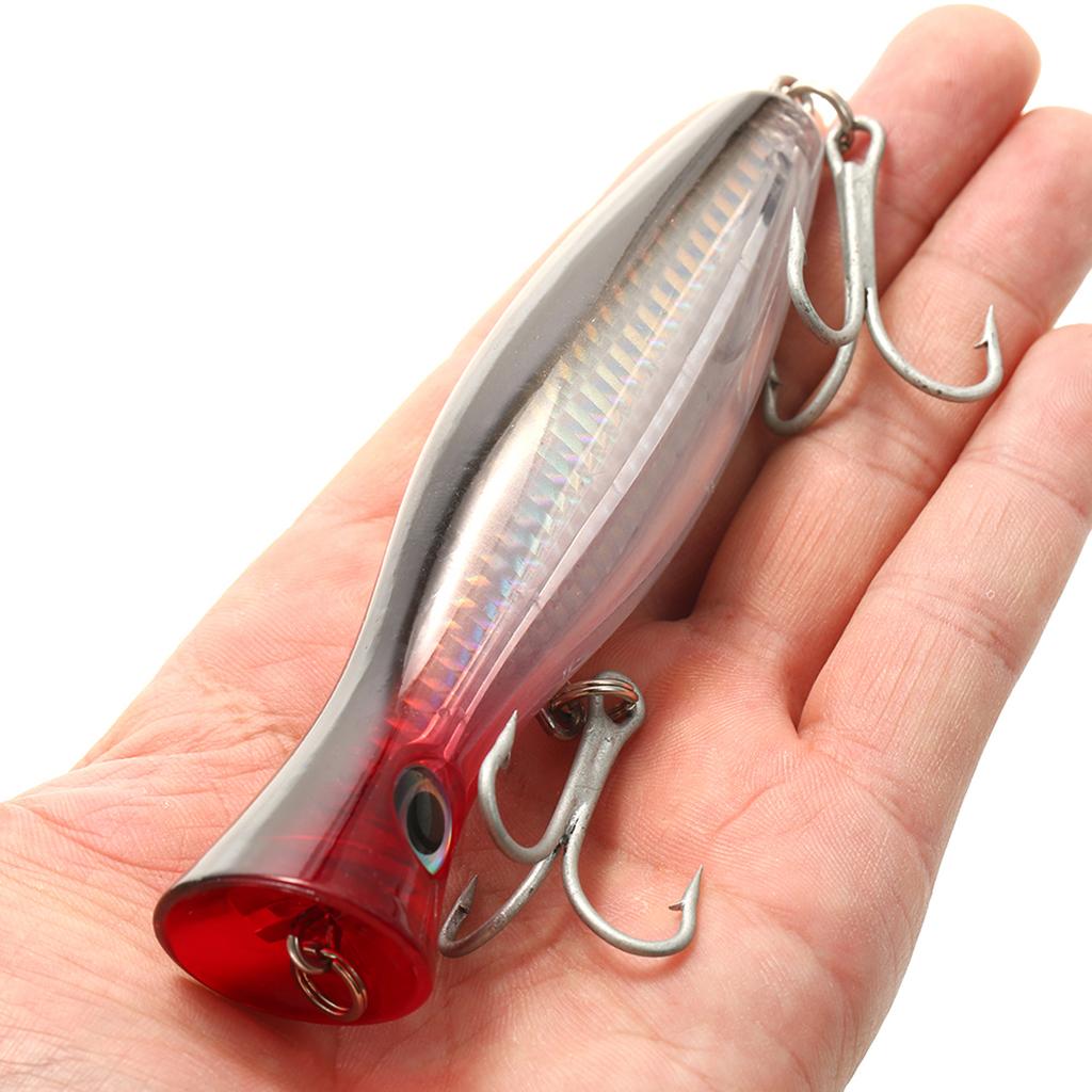 12cm   45g Large Popper Lure Artificial Seal Lure 3D Eyes Hard Popper Fishing Lure with Hooks and Ring for Saltwater