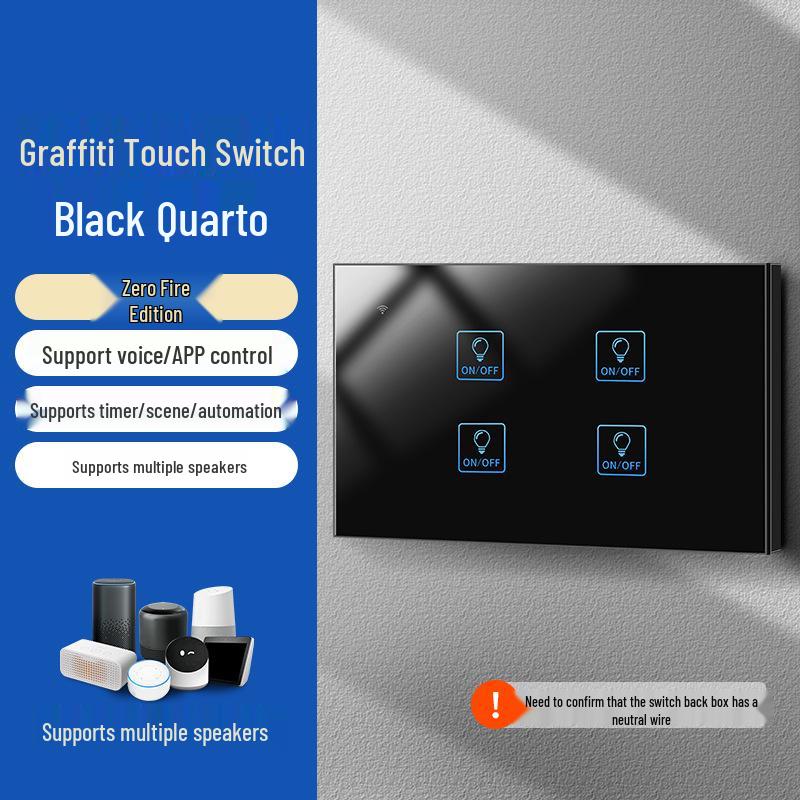 Graffiti Smart WiFi Wall Switch with Alexa & Google Voice Control, US/EU Specs, Touch Panel