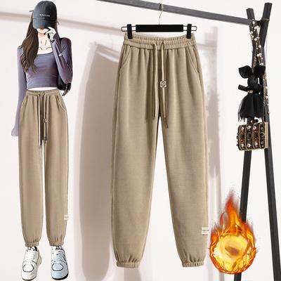 Plus Velvet Thick Corduroy Women's Pants Autumn and Winter Sports Pants Little Women Loose-fitting Harem Casual Sweatpants