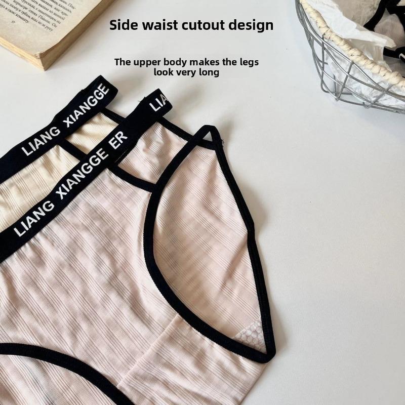 Damen Mode Trend Frühling und Sommer Buchstabe Taille Ausgeschnitten Reine Baumwolle Schritt Eisseide Taille Dreieck Slip