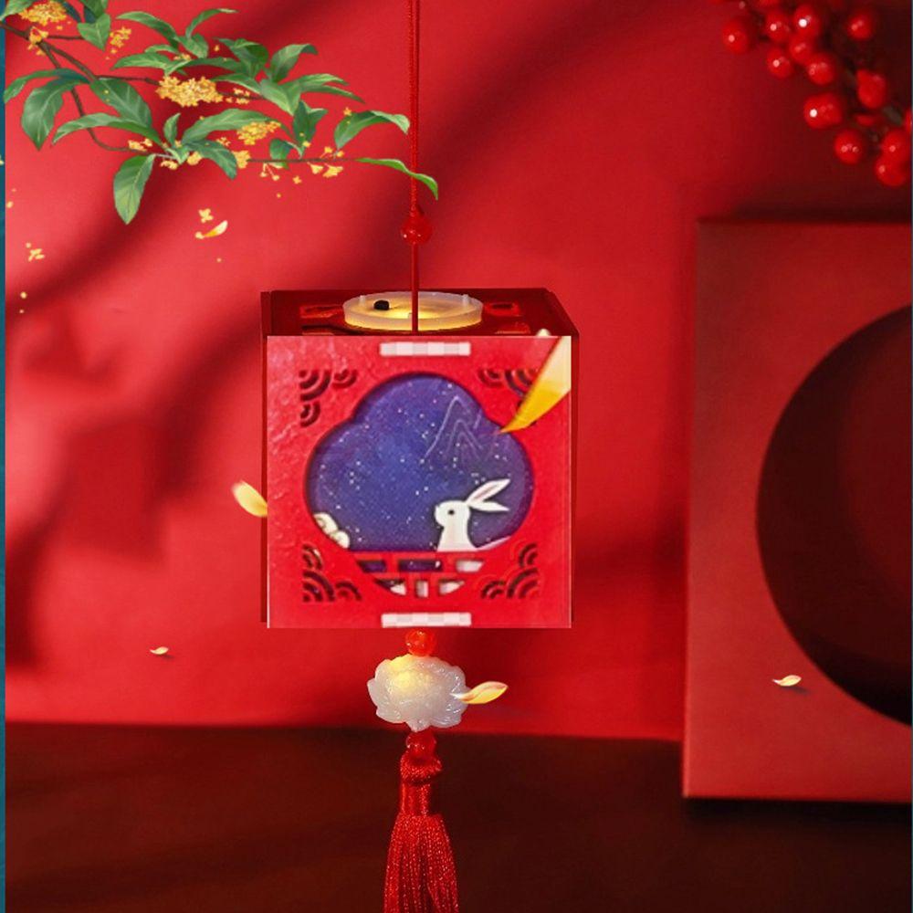 

Wooden Cube Lantern Cartoon Rabbit Flower Lantern Mid-Autumn Festival Lantern Lantern DIY Material