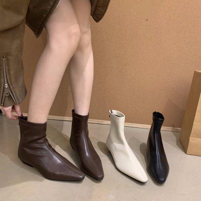 Retro Wedge Boots In Spring and Autumn New Style Pointed-toe Shoes, Short Boots for Women