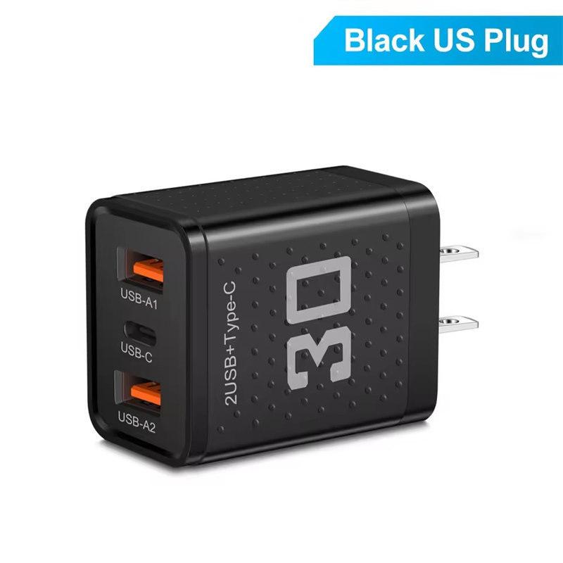 2.4A 2 USB Type-c Fast Charger Mobile Phone EU/US/UK Plug Wall Adapter Charging Travel Chargers For Samsung Huawei Xiaomi