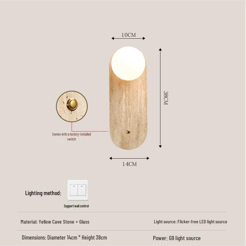 Lampe Murale Crème Wabi-Sabi Mi-Siècle pour Chambre à Coucher ou Salon