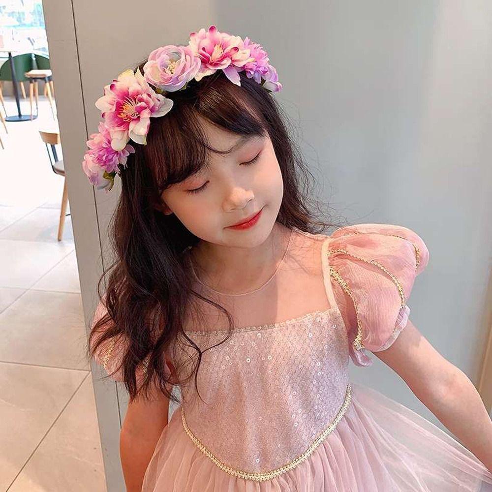 

Венок, головной убор, тканевый аксессуар для волос, детская корона, повязка на голову в корейском стиле, венок для девочек, обруч для волос