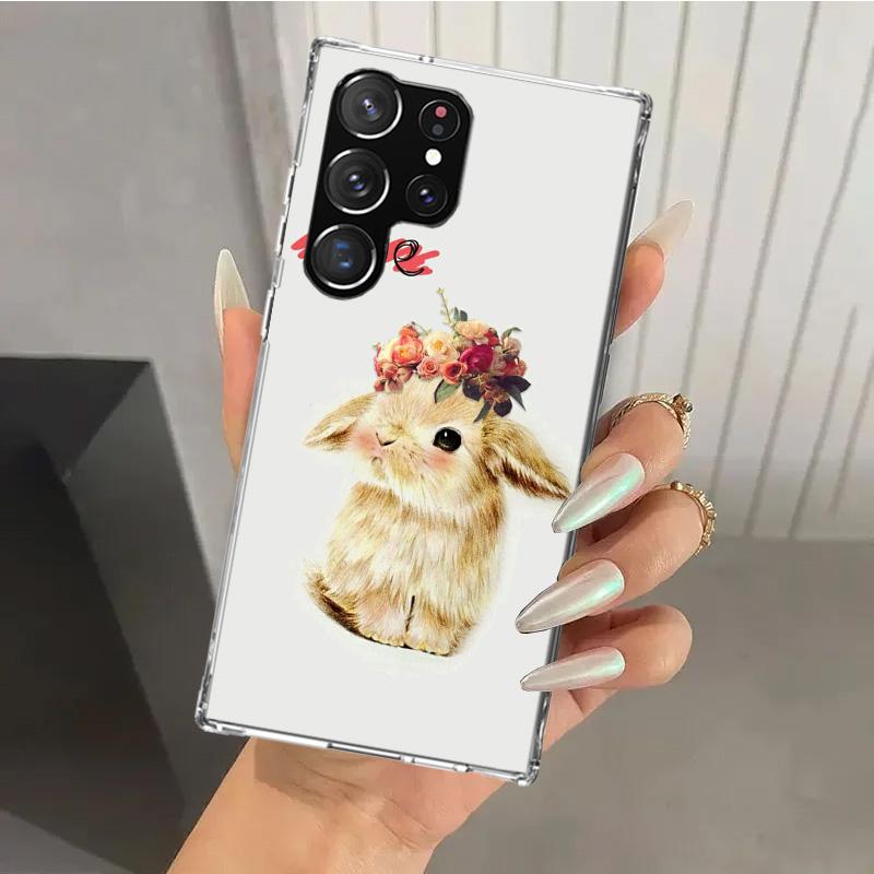 Cute Bunny Baby Rabbits Phone Case for Samsung Galaxy S25 S24 S23 Ultra S25 Edge S22 S21 Plus S20 FE S10 + Soft Print Shell Fund