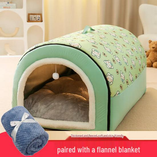 Arc-Shaped Thickened Pet Nest for Autumn and Winter - Large Space Cat and Dog Bed, Removable