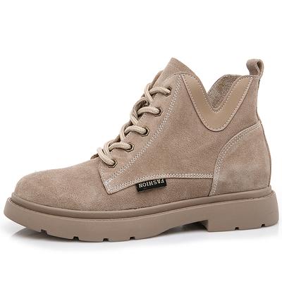 100 %Genuine Leather Ladies Shoes For Women Boots Lace Up Casual Ankle Boots For Students Shoes Woman Cow Suede Short Boots