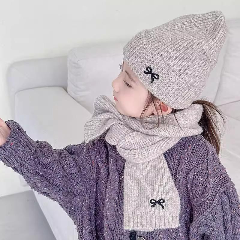Knit Hat Winter With Solid Color Bow Embroidery For Fashionable Outdoor Warmth