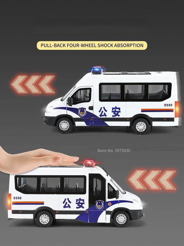 1/24 Alloy Diecast Police Car Miniature Models Toys High Simulation Models with Sound Light Collection Toy for Boy Birthday Gift