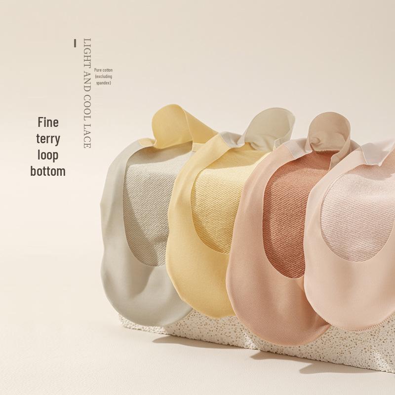 Girls' Ice Silk Boat Socks: Summer, Super Low Cut, Pure Cotton Base, Sweat-Wicking, Non-Slip, Invisible, Stay-Put Design for Loafers & Single Shoes.