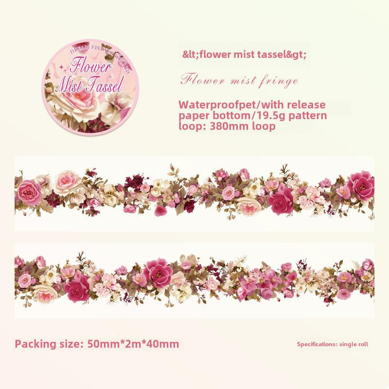 

Декоративная лента для блокнота Flower Fairyland Floral - рулон водонепроницаемых наклеек из ПЭТ