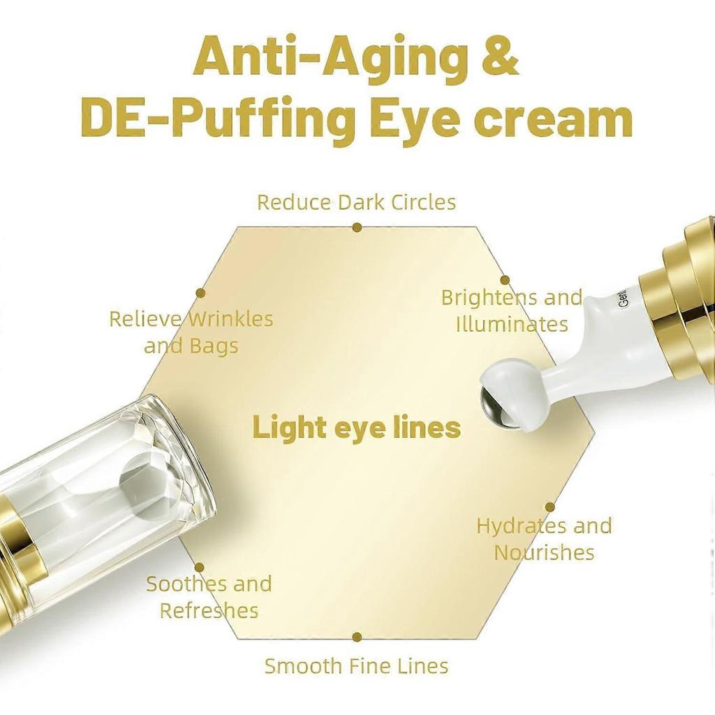 Caffeine Eye Cream, Under Eye Serum for Dark Circles, Puffiness & Wrinkles Fine Lines, Eye Roller Serum with 360 Massage Ball, Eye Treatment Balm for