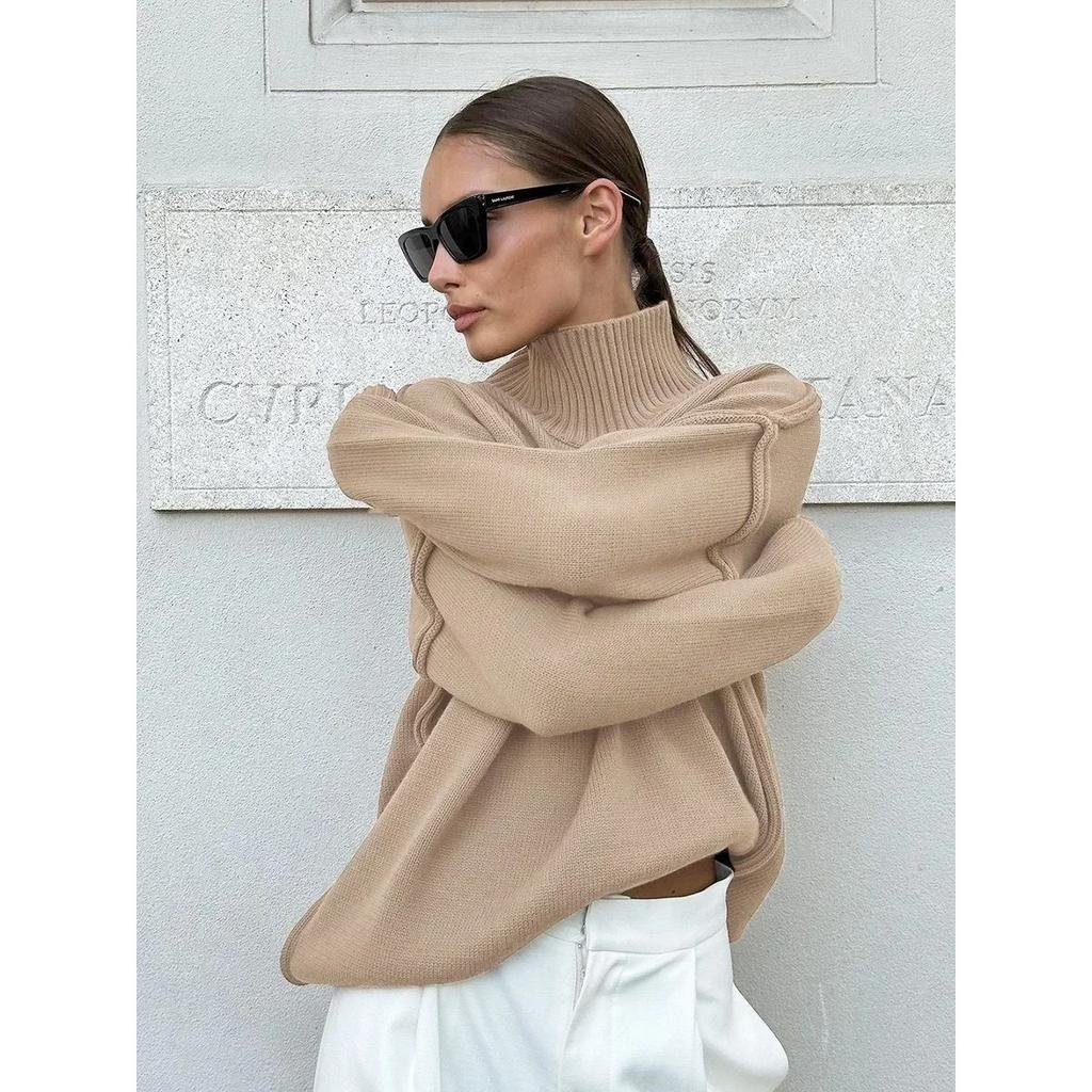Autumn Winter Women's Solid Color Knitted Turtleneck Sweater Female Warm FashionThick Loose Casual Pullovers