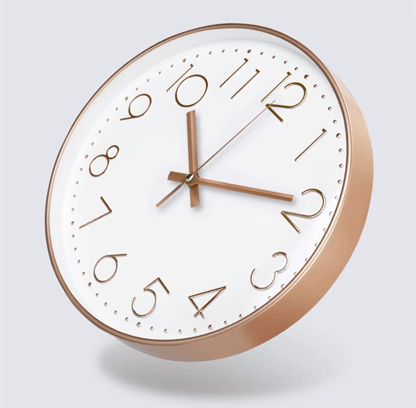 Nbdeal Silent Wall Clock with Continuous Second Stylish Wall Clock with 3D Nordic 30cm Automatic Receiver Radio-Controlled Hand, Characters, Design,