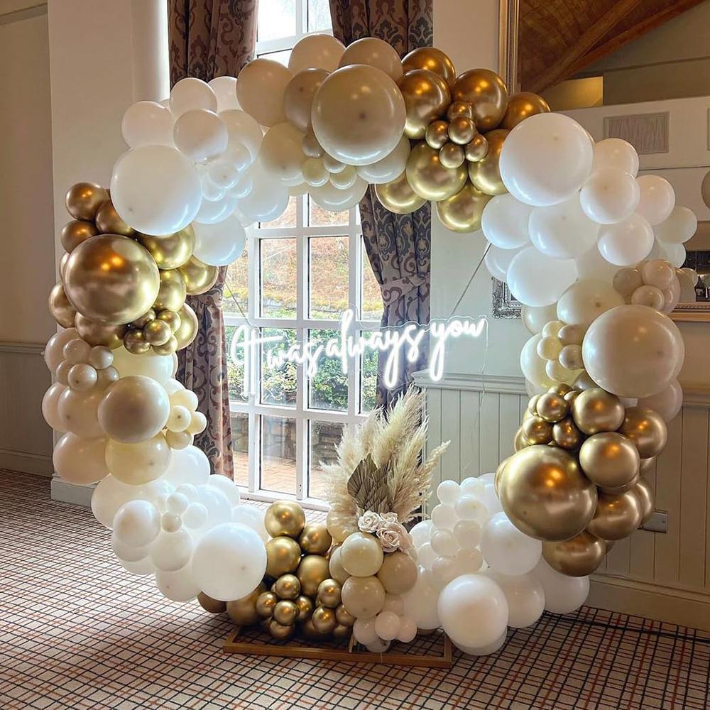 180Pcs Sand White Gold Latex Balloon Set Suitable for Birthday Parties, Weddings, Valentine's Day Party Decoration