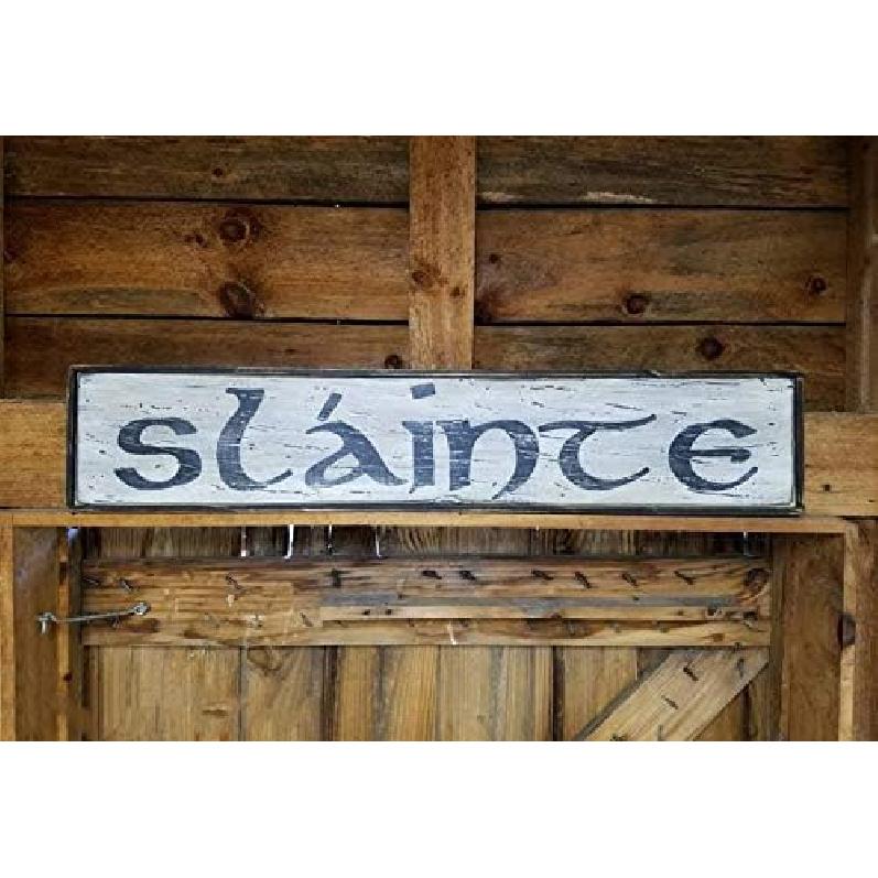 

НЕ БРЕНДИРОВАННЫЙ Ранний Антикварный Примитивный Деревянный Знак Slainte Ирландский Тост 20x6 дюймов