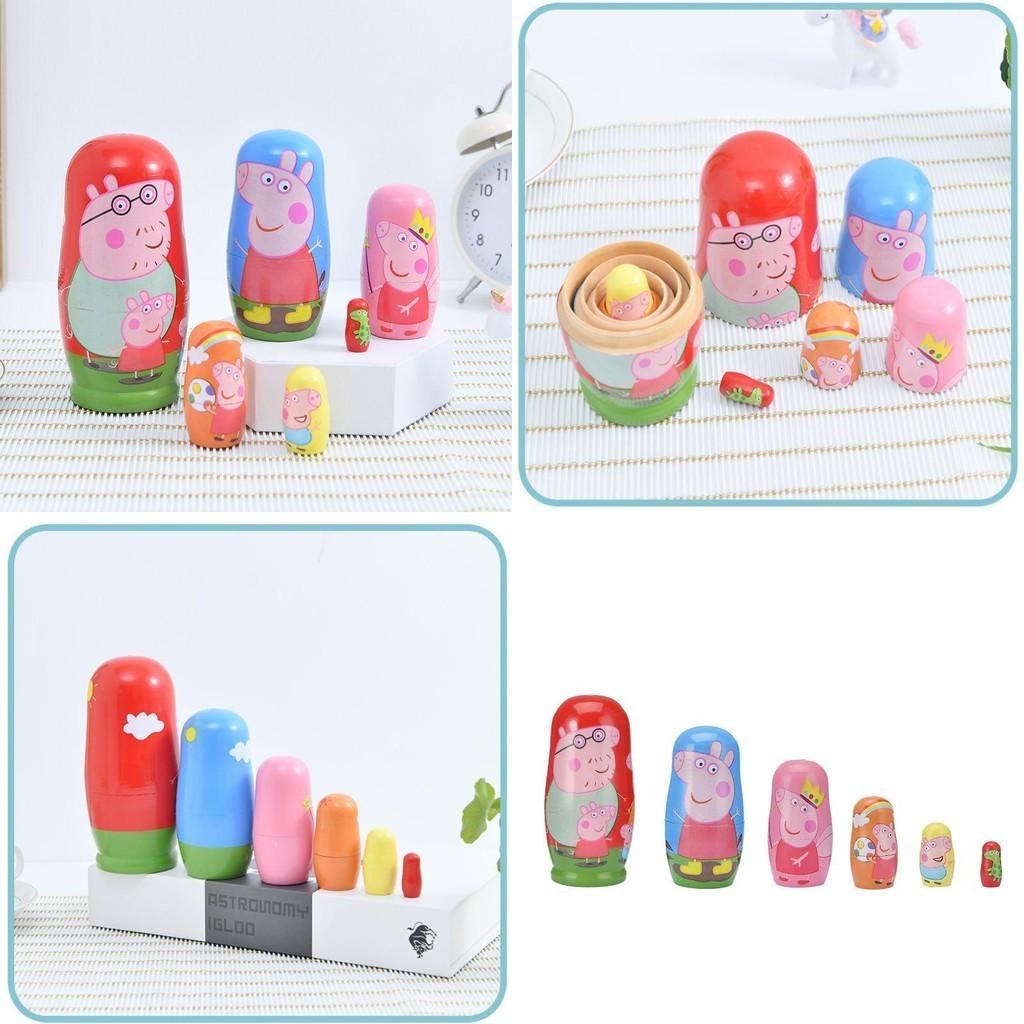 Niedliches Peppa Pig Matrjoschka-Puppenset mit 6 handbemalten Schichten