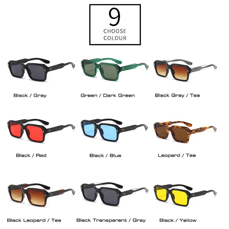 SHAUNA Vintage Square Women Punk Rivets სათვალე მოდა Clear Ocean Gradient Lens Shades UV400 მამაკაცის მზის სათვალეები
