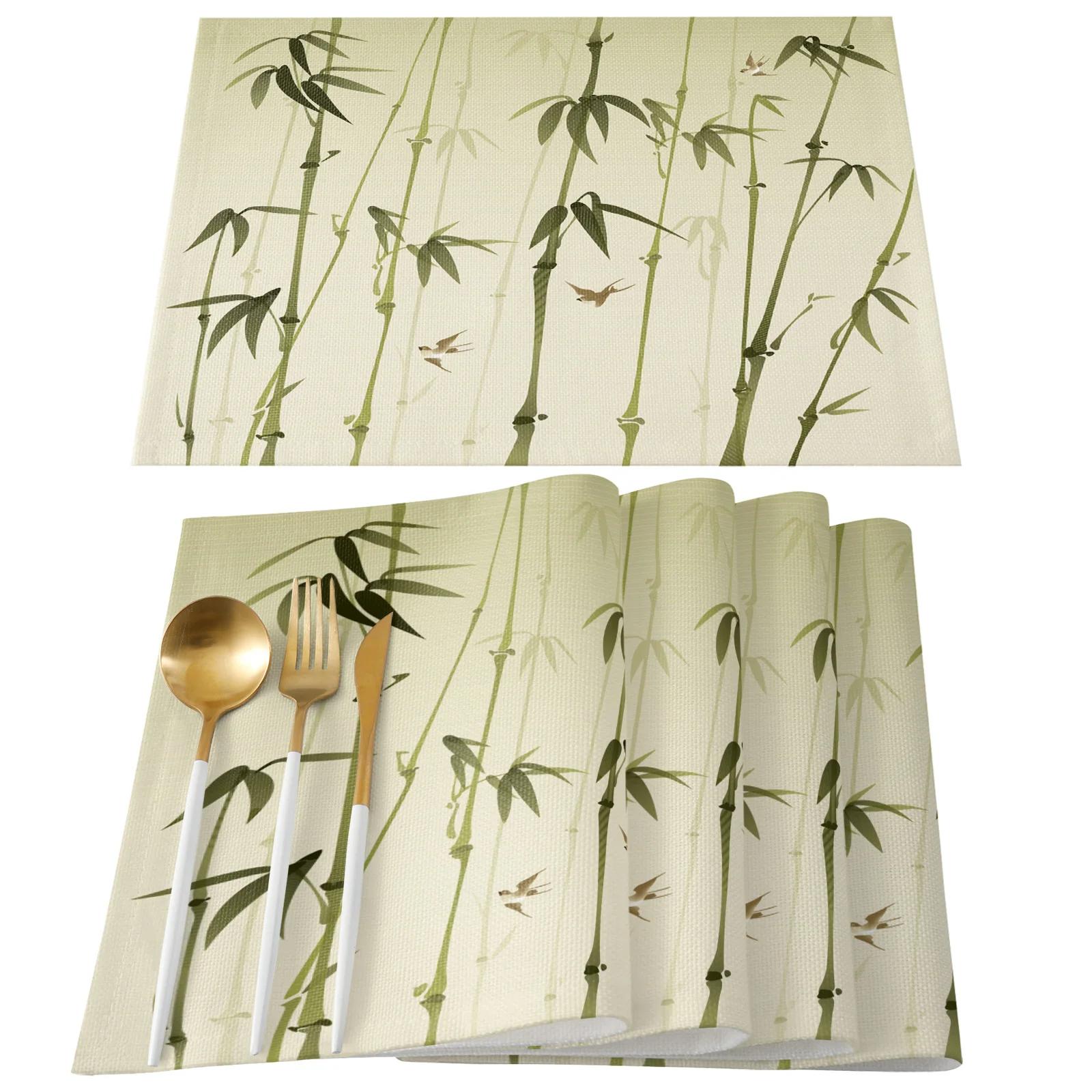 

4 шт. подставка для столовых приборов коричневый бамбуковый узор коврик для обеденного стола кухонные принадлежности подставка под кофе и чай 4pcs 32x45cm