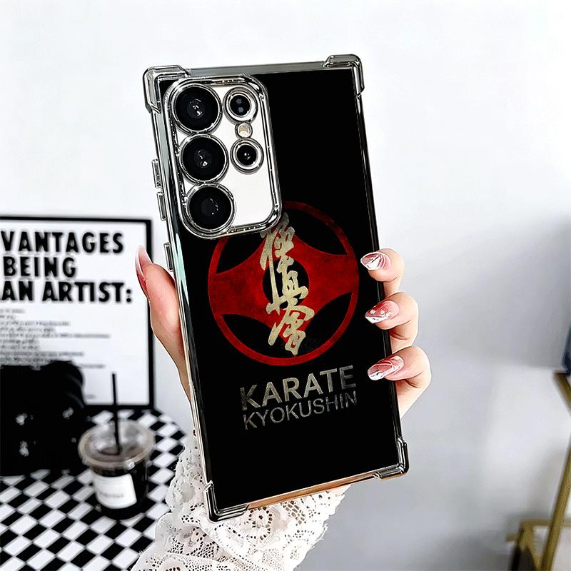 Karate Oyama Kyokushin Plating Phone Case For Samsung Galaxy S24 S25 FE S26 Edge S23 Ultra S22 S21 Plus S20 Anti-Fall Airabag Co