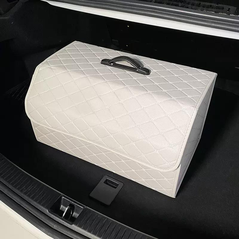 Car Trunk Organizer Box, Large Capacity, Auto Multiuse Tools, Storage Bag, Stowing, Tidying, Leather, Folding for Emergency