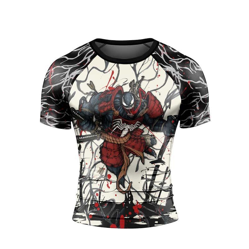 

Samurai Outfit Venom New Anti Rash Jiu Jitsu Fitness Short Sleeved Home Matching Plus Size Loose T-shirt Kids Running Sports Top XXS