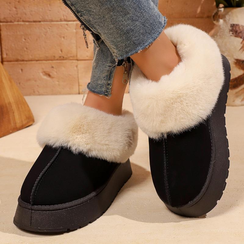 Low-top fluffy snow boots for women, new thick-soled non-slip bread shoes in winter, piled and thickened warm cotton shoes