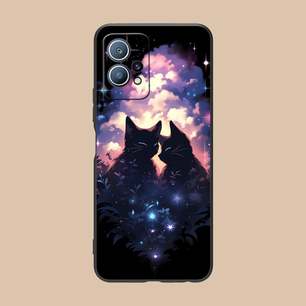 Luna Mond Katze Handyhülle für Huawei P60 P50 P40 P30 P20 P10 P9 P8 Pro Lite Plus Bunte Druckabdeckung Cover Smartphone