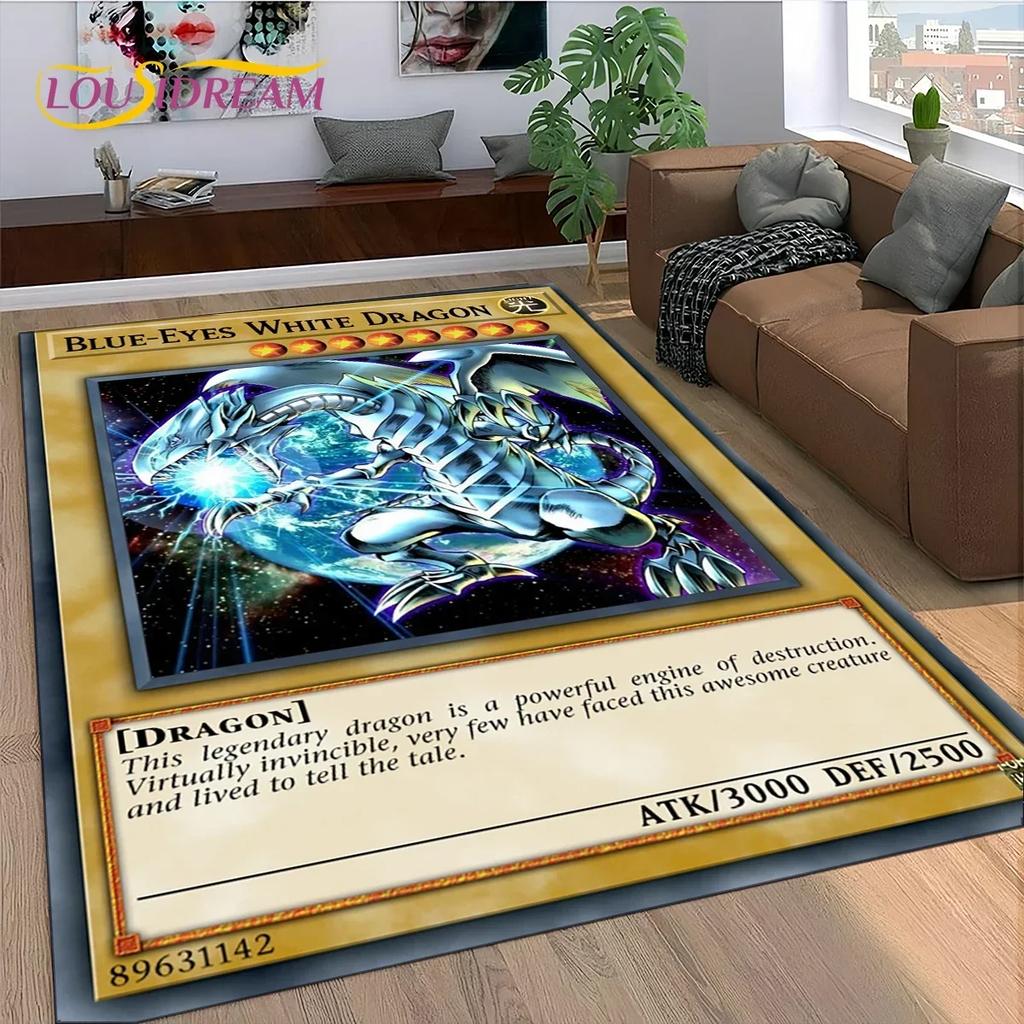 27 Style Yu-Gi-Oh Blue Eyes Dragon Monster Gold Card Cartoon Game Carpet Rug for Bedroom Living Room Home Sofa,Decor Floor Mat