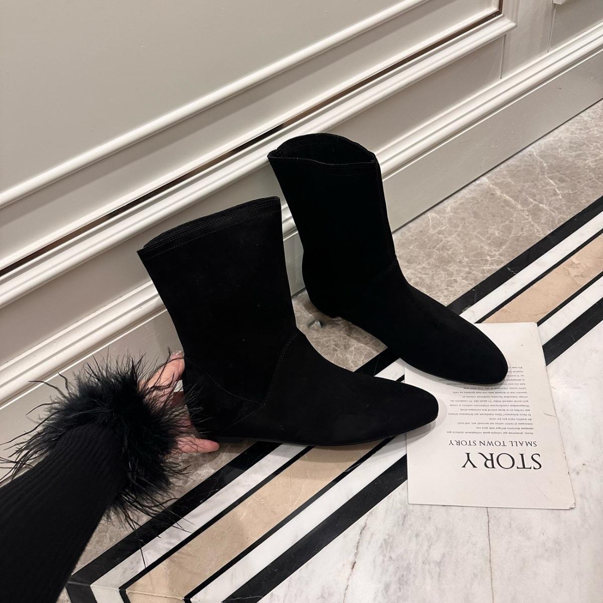 

Короткие сапоги на плоской подошве в нишевом дизайне, новые матовые ковбойские сапоги в стиле вестерн, средние сапоги, ботинки Martin, одинарные сапоги. 39 чёрный