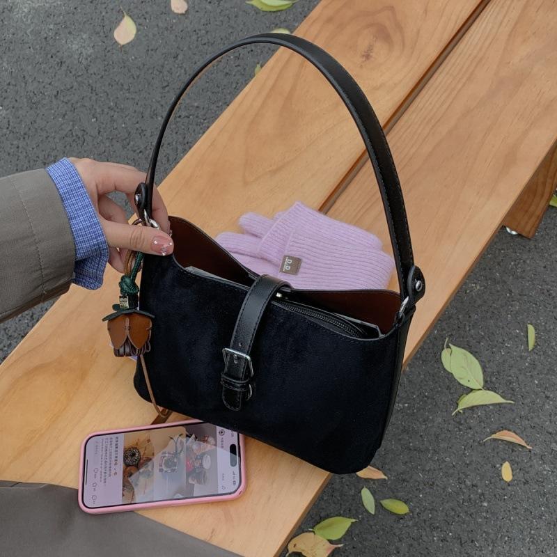 Vintage Maillard brown small bag 2025 new casual versatile women's messenger bag exquisite portable bucket bag