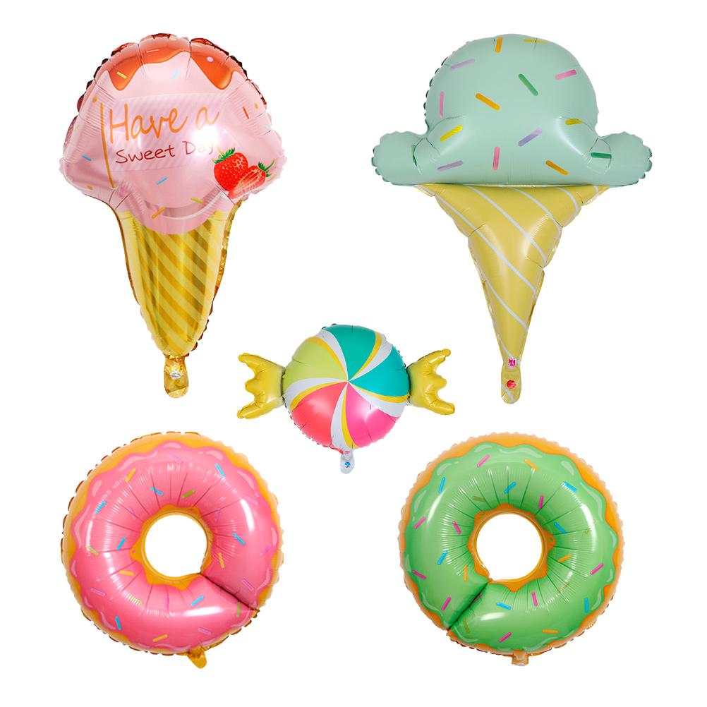5 Pcs Halloween Balloon Child Number Balloons Ice Cream Donut Aluminum Film Photo Prop