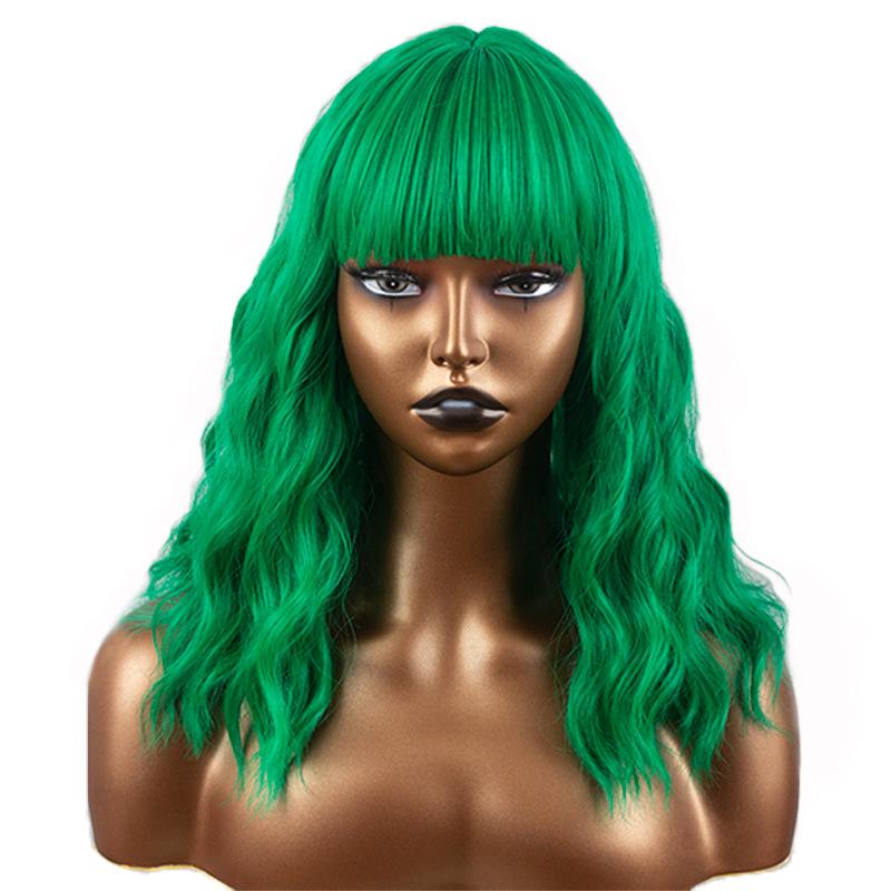 Premium Synthetic Wavy Wigs for Women Long Curly Wig with Bang Medium Water Wave Wig Hair Auburn Wig Cosplay Drag Queen