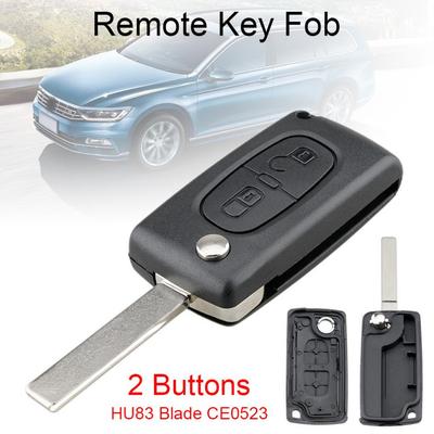 2 Düğme Giriş Yedek Araba Anahtarı Kabuk ile Kesilmemiş Araba Çevirme Anahtarı Citroen C2 C3 C4 C5 C6 için Fit