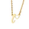 Fashion Initial Pendant Necklace For Women Letter Name Hollow Out Heart Charm Stainless Steel Gold Color Chain Jewelry Gift