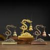 Chinese Feng Shui Golden Dragon Incense Burners with Hulu Fragrance Plate Auspicious Animal Statue Home Office Meditation Decor