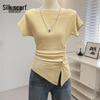 Women's Solid Off-Shoulder Slit T-shirt