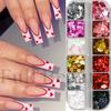 Nail Sequins 12 Boxes Mixed Sizes Love Sequins Romantic Valentine's Day Nail Sequins