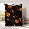 Warm Halloween Flannel Blanket - Cartoon Ghost & Pumpkin Design