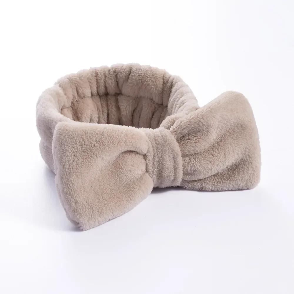 Dames Make-up Koraal Fleece Hoofdband Gezicht Wassen Zachte Haarklem Elastische Top Knoop Haarelastiekjes Meisjes Hoofddeksel Haaraccessoires gray