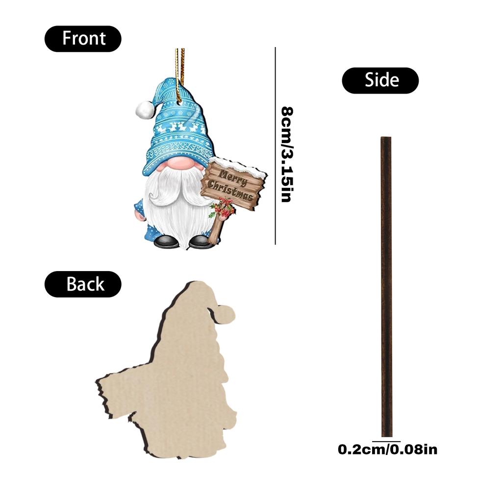 Ornements de Noël Gnomes en Bois 2D, Décorations d'Arbre de Noël, Ensemble de Plaques en Bois