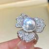 Fashion Flower Charming Water Pearl Rings for Women Elegant Temperament  Sterling Silver Finger Accessories Wedding