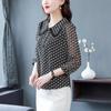 Mom's Fashionable 3/4 Sleeve Blouse Doll Collar Chiffon Shirt Women's Spring Autumn New Bottoming Top M-4XL
