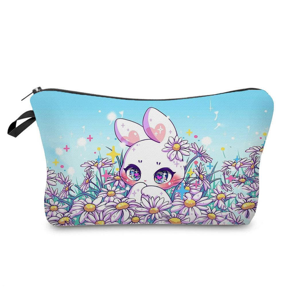 Women Rabbit Print Cosmetic Bag Toiletries Organize Travel Storage Case  6412 KTB