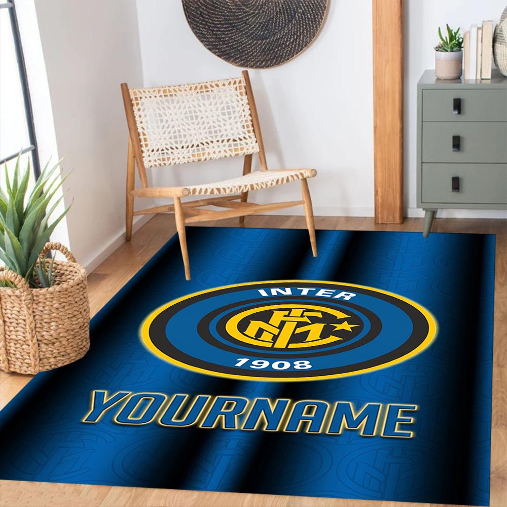Inter Milan Personalized Text Floor Rug Office Rug Suitable for Living Rooms Study room Balcony Decorate room Antislip Carpet Anime Office Decor