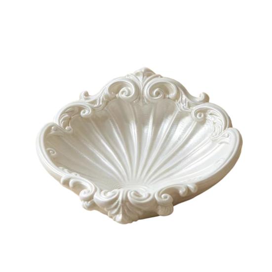 

Storage Ornament 3D Printed Shell Design Jewelry Organizer Integrated Molding Jewelry Box Versatile Home Decor білий