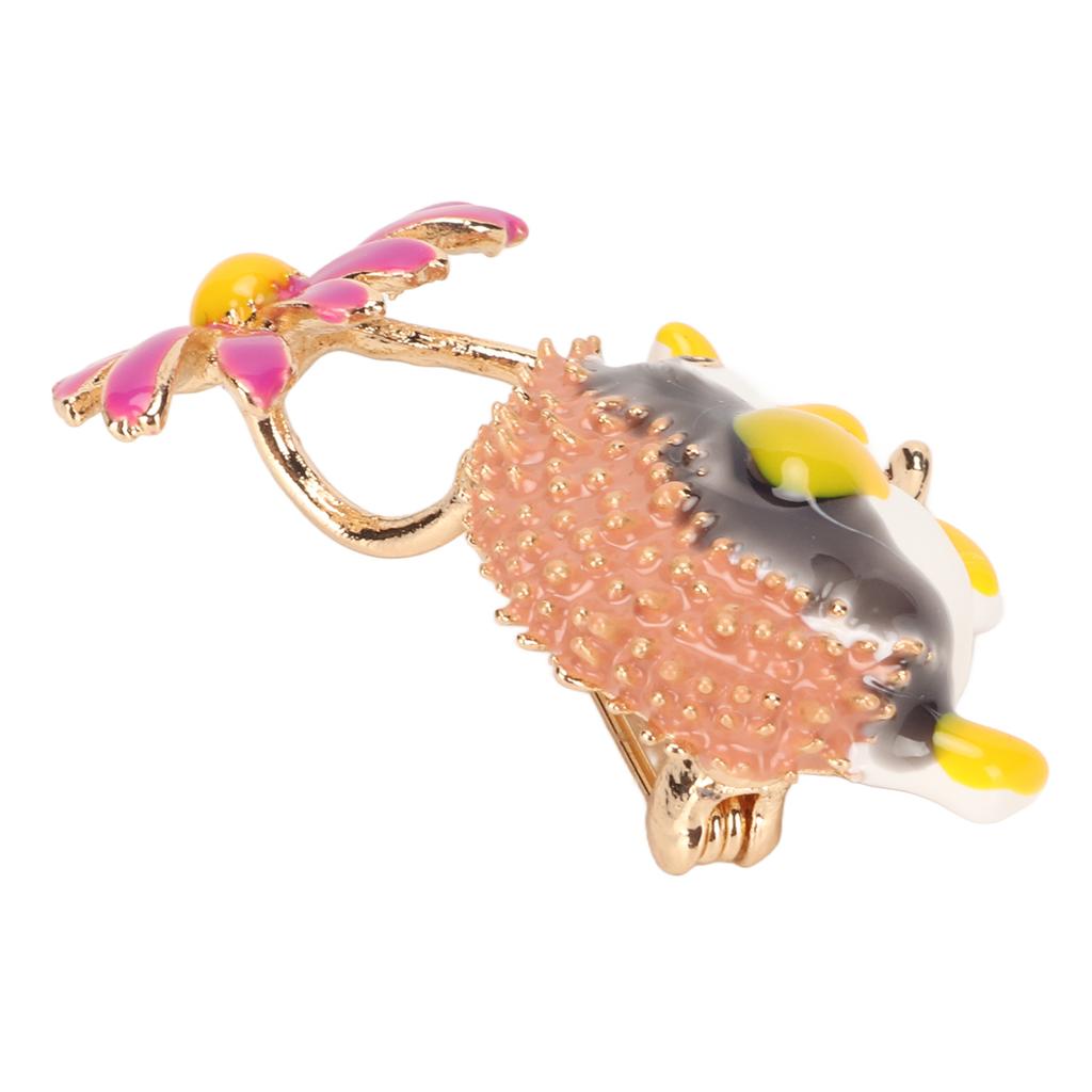 Daisy Hedgehog Brooch Pin Cute Fashionable Enamel Daisy Animal Brooch for Dating Black Purple