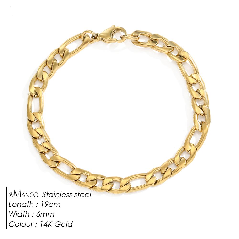 EManco Female Figaro Link Chain Stainless Steel Bracelet Gold Charm Bracelets Chain Bracelets for Women Man Gifts